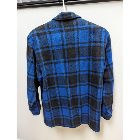 Adolfo International Vintage Blue/Black Plaid Wool Jacket - Picture 2 of 3